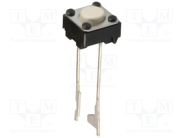 Mikroslēdzejs horizontāls, 6x6x4mm, SPST-NO, OFF-(ON), THT, 0.05A/24VDC, 0.98N, L=0.3mm, garie izvadi, 2pin, OMRON