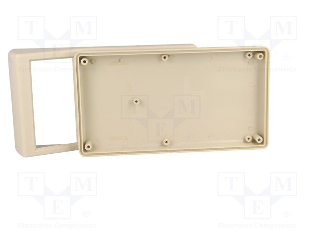 Plastmasas korpuss, 104x190x62/34mm, ABS, pelēkā krasa, ar logu