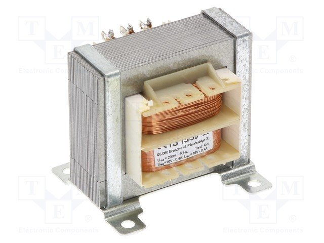 Transformators 220V=>2x16V, 2x400mA, 15VA, 60x50x55mm