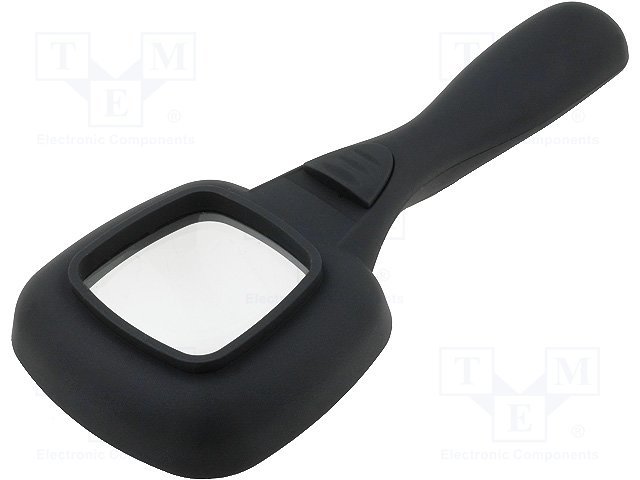 Lupa rokas x4 ar apgaismošanu, S=65x65mm, L=205mm, 2 baterijas 1.5V LR03 (AAA)