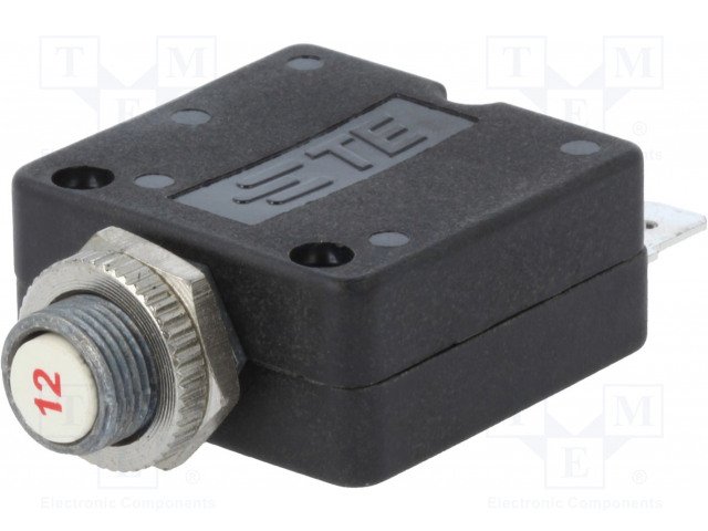 Maksimālās strāvas automātiskais slēdzis, 12A, SPST-NC, 250VAC, 50VDC