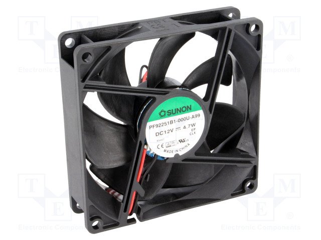 92x92x25mm, DC12V, ritgultnis, 127.42m3/h, 47db, 4500RPM, 4.7W, Ventilators