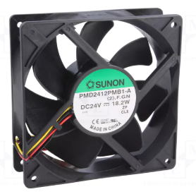 120x120x38mm, DC24V, ritgultnis, 322.8m3/st, 54dBA, 4200rpm, 18.2W, F type, Ventilators
