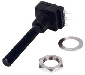 1K mono, 16x16x6.5mm, D=6mm, L=40mm, 200mW, potenciometrs ar lineare atkarību