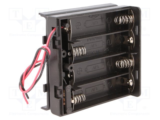 Bateriju turētājs ar vaciniem, 4xAA ||||, slēdzis, vadi: vadi