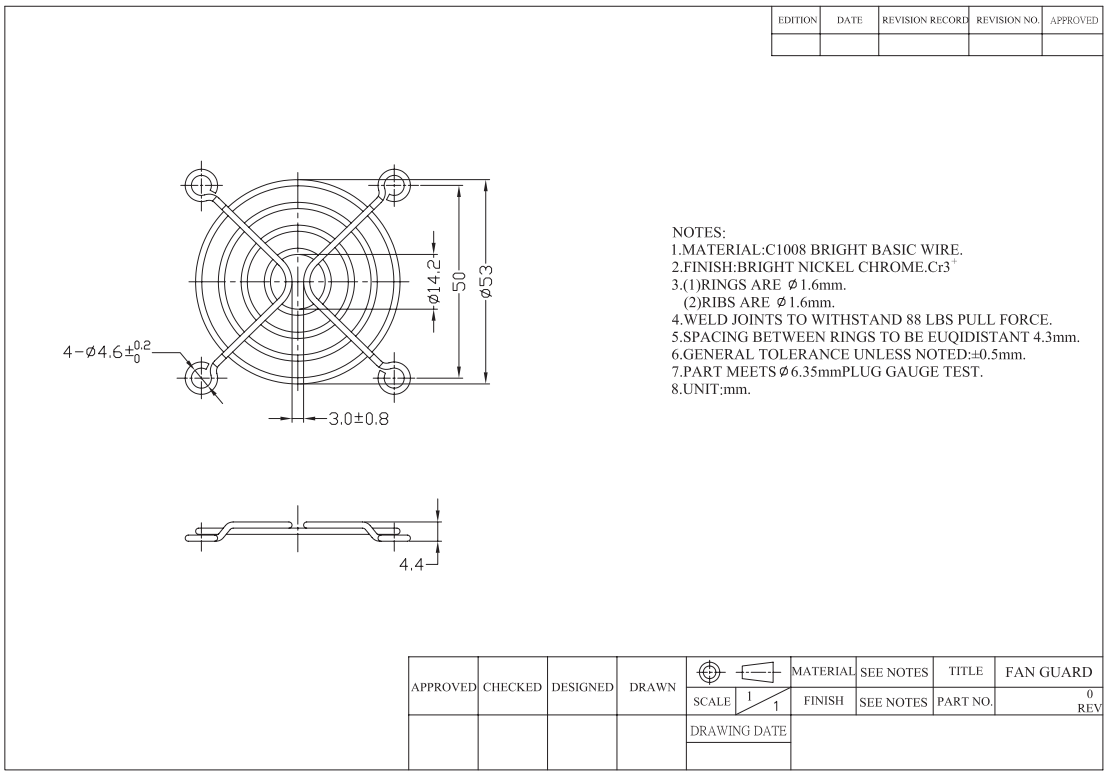 Aizsardzības režģis ventilatoram, 60x60mm, metālisks