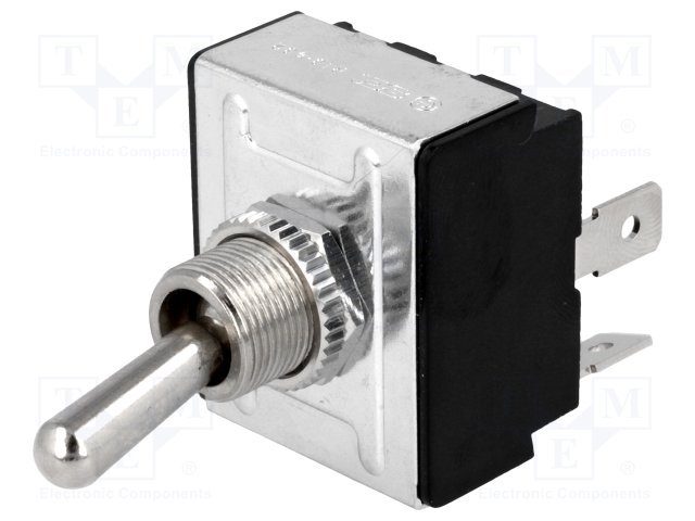 Tumblers, 3PST-NO, ON-OFF, 10A/250VAC, lodēšanai, 6.3x0.8mm, M12, 33.4x27.5x18.9mm, baķelits, SCI, ar fiksaciju