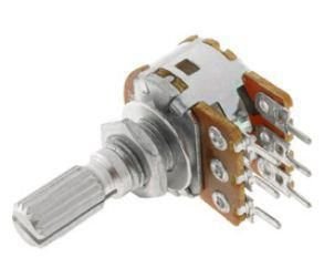 10K stereo, Ø17x11.5mm, D=6mm, L=13.5mm, 100mW, ±20%, potenciometrs ar linearu atkarību