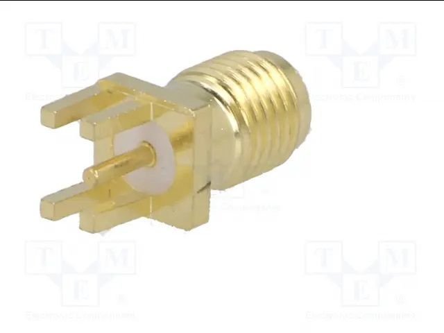 SMA ligzda, taisns, šasijai, lodejama no malas, Lvītnes=5mm, 6.5x6.5x14mm