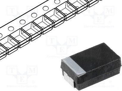 100/16V SMD tantala kondensators LOW ESR, ±10%, 125grad, Case D