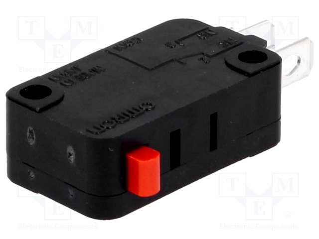 Mikropārslēdzējs bez sviras, SPDT, ON-(ON), 5A/250VAC, IP40, 27.8x10.3x15.9mm, viens kontakts uz parslēgšanu, OMRON