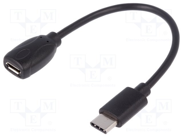 USB-C štekers/MicroUSB-B ligzda, vads, 0.2m