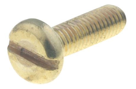 Skrūve M3*10mm, plakana sprauga 0.8mm, misiņš, cilindriska galviņa