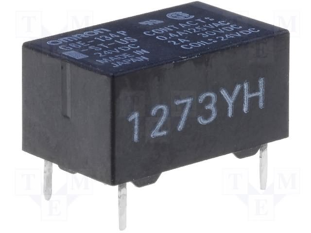 Relejs DC24V, SPDT, 0.4A/125VAC, 2A/30VDC, 2.88k(8.3mA), viens kontakts uz pārslēgšanu, 16x10x8mm, OMRON