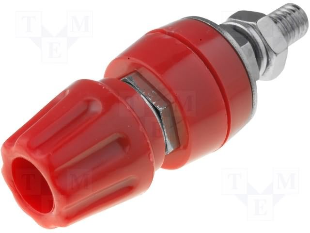 Testera ligzda, 4mm, 50A/60VDC, L=57mm, šasijai, sarkans