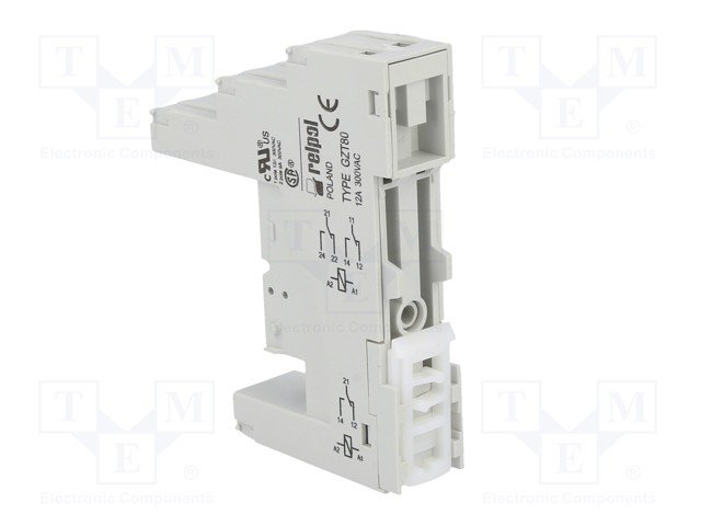 Releja pamats, 8pin(2+2x3), 12A/300VAC, DIN rail montaža, DPDT(SPDT), relejam RM84, RM85, RM87L, RM87P, RMB841, RMB851