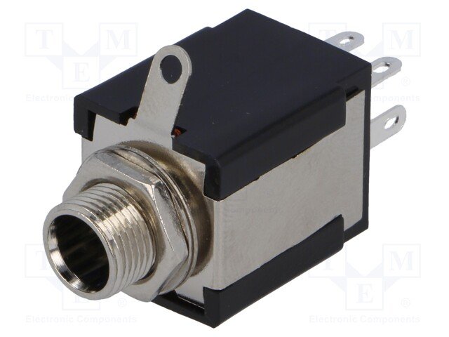 6.35mm ligzda, stereo, plastmasas, vadam, skrūvejamas šasijai M9, metāla uzgrieznis, 2 x on/off, NINIGI