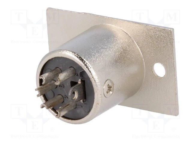 XLR 5PIN, štekers, šasijai ar flanciem (2 skrūves)