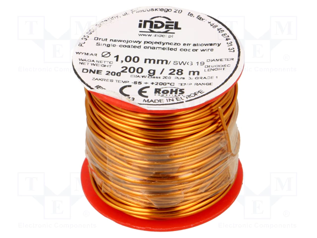 DNE1.00/0.20 Vads tinuma emaljēts, 1mm, 28m/200g