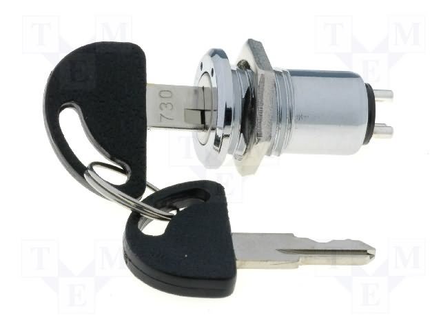 Miniaturais slēdzis ar atslegu, OFF-ON-ON, 250VAC/1A