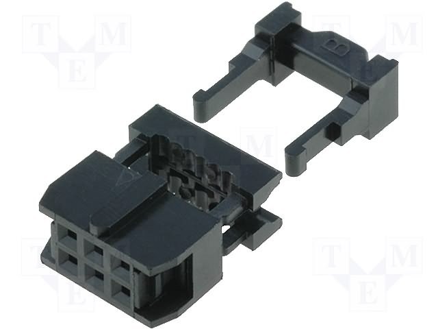 6pin(2x3), IDC, "mama/šleife", solis=2.54x2.54mm, taisns