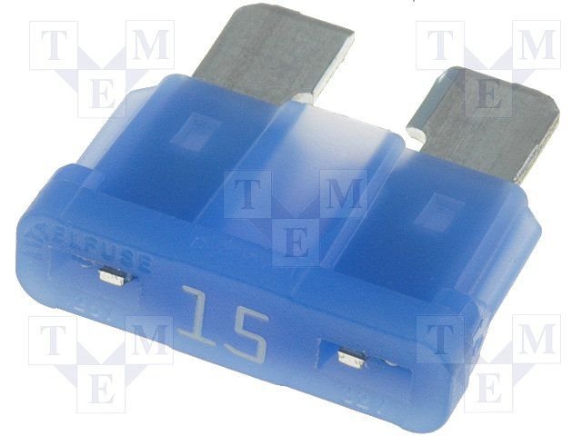 Drošinātājs auto standarta 15A, 32V, 19 x 18.8 x 5.1mm