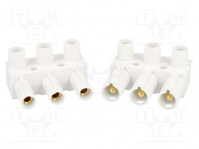 Saspraudnis, "mama+papa", 3pin, skrūvajama vadam, 500V, 10A, 2.5...4mm2, baltā krasa