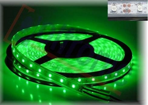 LED lenta, 12V/2A/24W/SMD3528-300LED/IP20/5m/8mm, zaļš