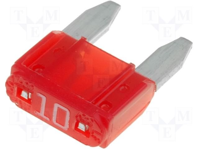 Drošinātājs auto mini 10A, 32V, 10.9 x 16.3 x 3.8mm