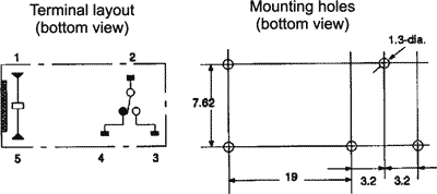 Relejs DC12V, SPDT, 8A/250VAC, 5A/30VDC, 655R(18.3mA), viens kontakts uz pārslēgšanu, 28.5x20x15mm, OMRON