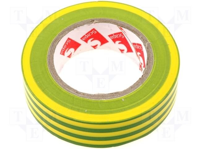 Izolenta zala/dzeltena krasa 15mm x 10m