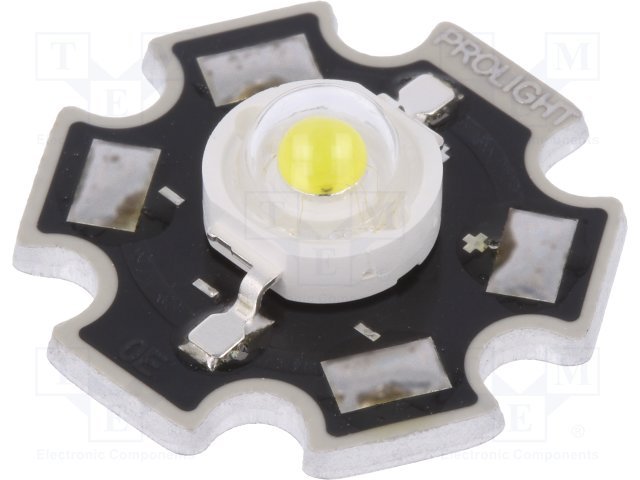 Ultra spožas gaismas diode, 3W, STAR, 3.1...4.1V/700mA, 249.6-324.5lm, 4500-5650K, 130grad. auksts balts