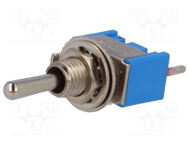 Tumblers, SP3T, ON-OFF-ON, 3A/250VAC, lodēšanai, PCB, M6, 13.2x7.9x9.5mm, viens kontakts uz trīm stavoklim, ar fiksaciju, metriska vītne