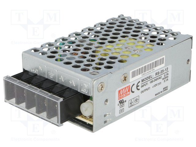 Barošanas bloks 220V=>12V(10.8...13.2VDC), 2.1A, 25.2W, 78x51x28mm, 0.13Kg, modulis