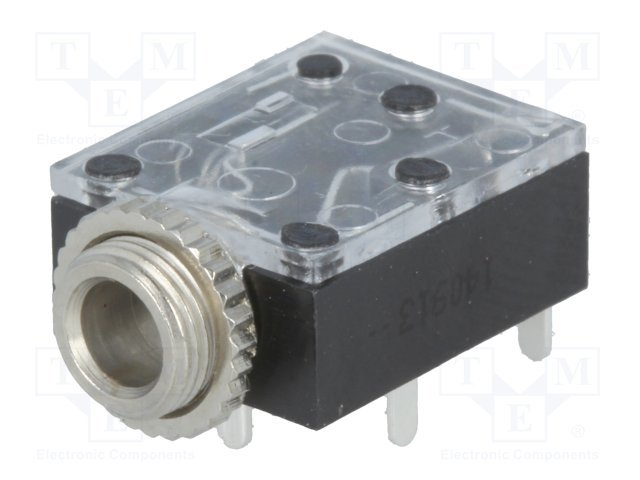 3.5mm ligzda, stereo, plastmasas, uz šasija, skūvajamais M6, 2 x on/off, CLIFF