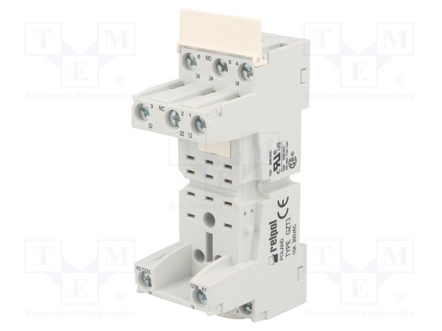 Releja pamats, 10pin(2+3x3), 10A/300VAC, DIN rail montaža, relejam R3, R3N, 3PDT