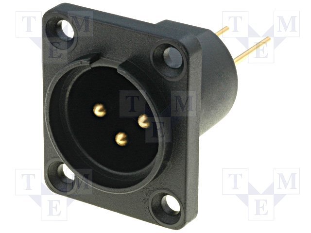 XLR 3PIN, štekers, šasijai ar flanciem (4 skrūves), CLIFF