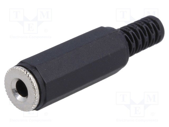 3.5mm ligzda, mono, plastmasas, uz vadu, ar amortizatoru, NINIGI