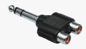 6.35mm štekers stereo uz 2RCA ligzda