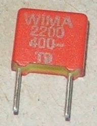 1nF/100VDC, 63VAC, ±10%, poliesters kondensātors, 5mm, 2.5x6.5x7.2mm, WIMA