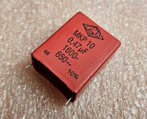 470nF/1600VDC, 650VAC, ±10%, polipropilēns kondensātors 27.5mm, 20x39.5x31.5mm, WIMA