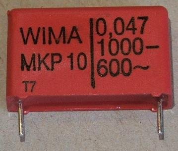 47nF/1000VDC, 600VAC, ±20%, polipropilēns kondensātors 22.5mm, 7x16.5x26.5mm, WIMA