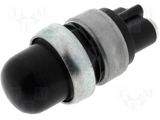 Poga SPST-NO, OFF-(ON), 60A/12VDC, M16, Ø16mm, 1 kontakts uz saslēgšanu, bez fiksacijas, melnā