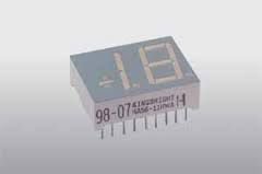 7LED indikators, divkāršs, 1x7led, 1x+1, 14.2mm, 19x25mm, kopējs anods, sarkans (6.4mCd)