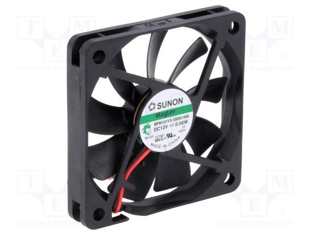 60x60x10mm, DC12V, MagLev, 20.62m3/h, 21.5dBA, 3000rpm, 0.56W, Ventilators