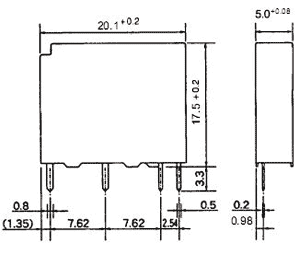 Relejs DC24V, SPST-NO, 5A/250VAC, 5A/30VDC, 4.8kΩ(5mA), viens kontakts uz saslēgšanu, 20.1x5x17.5mm, FUJITSU