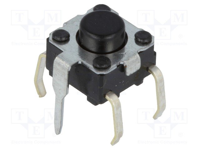 Mikroslēdzejs horizontāls, 6x6x4mm, SPST-NO, OFF-(ON), THT, 0.05A/24VDC, 0.98N, L=1.5mm, ar zeme, OMRON