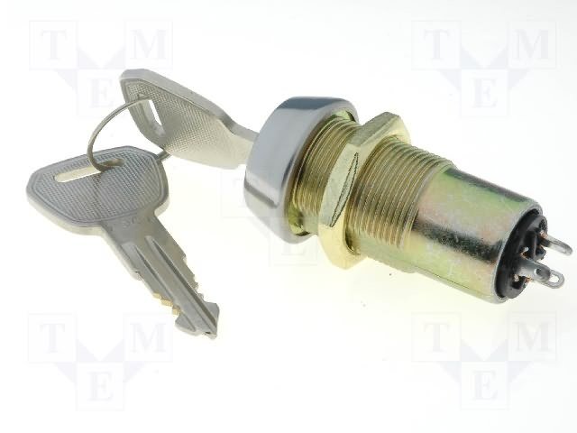 Miniaturais slēdzis ar atslegu ON-ON, D=19mm, 125VAC/4A