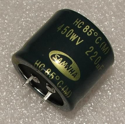 220/450V, 85C, Ø35x30mm, ±20%, Kondensators elektrolītisks, 2000h, SNAP-IN, SAMWHA