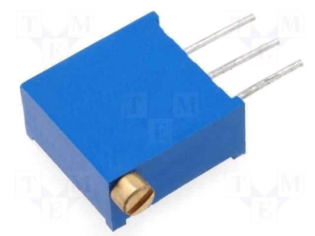 100K pieskaņošais daudzapgriezienu rezistors 500mW, THT; ±10%, 28apgr., 10x9,5x4,8, regulators horizontāli